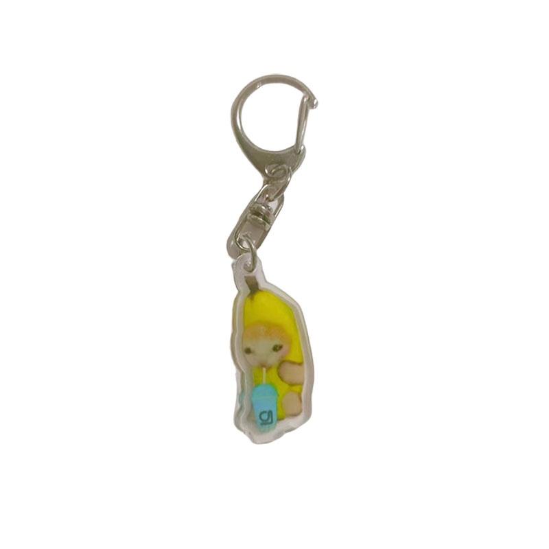 Crying Banana Cartoon Cat Keychain Acrylic Bag Charm Pendant Mascot Decoration