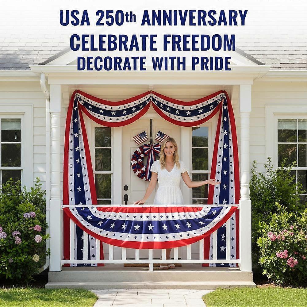 4th of July Decorations American Flag Bunting Patriotic Door Decor Outdoor Porch