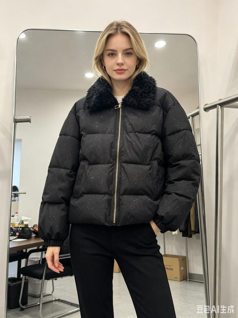 Big fur collar short down cotton clothes women's new loose bread clothes small thickened winter cotton-padded coat