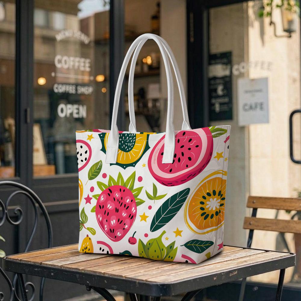 Fruit Pattern Tote Bag Fashion Casual Large Capacity Daily Commute Shoulder Handbag for Women