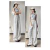 2026 High-Waisted Cotton-Linen Wide-Leg Skirt-Pants for Women, Lightweight Summer Loose-Fit Cropped Pants, Simple Casual Ice-Silk Trousers