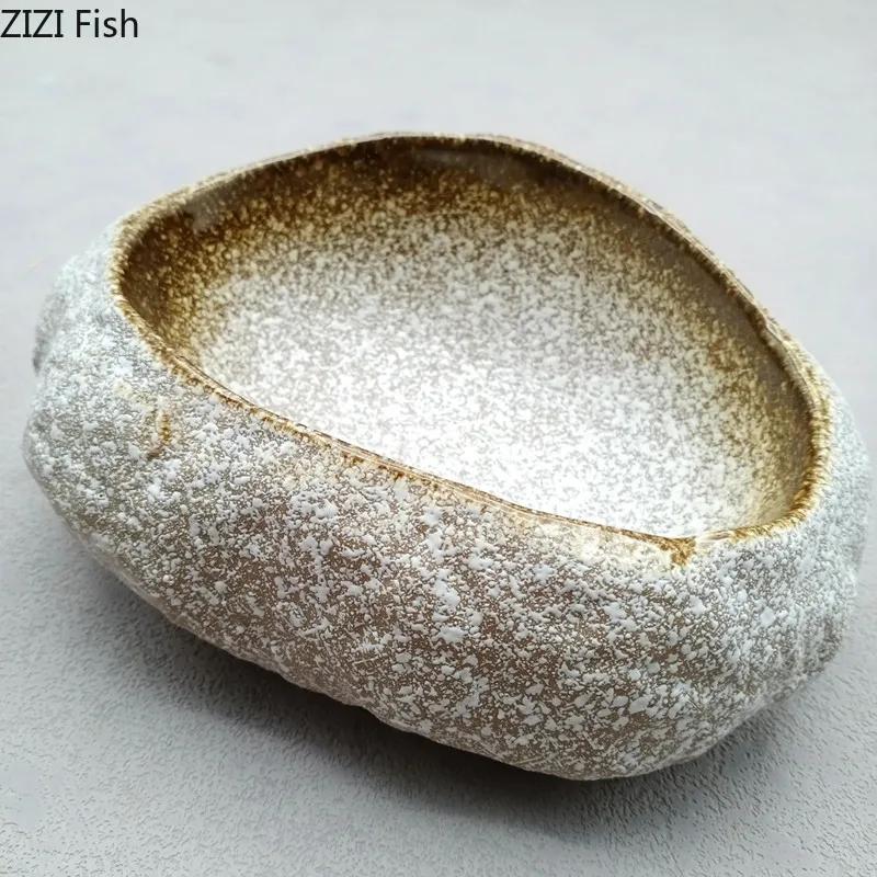 Kreative Steinform Sushiplatte Hotel Restaurant Dessert Kuchenplatte Hauptspeisenplatte Japanische Heimküche Suppenteller Geschirr