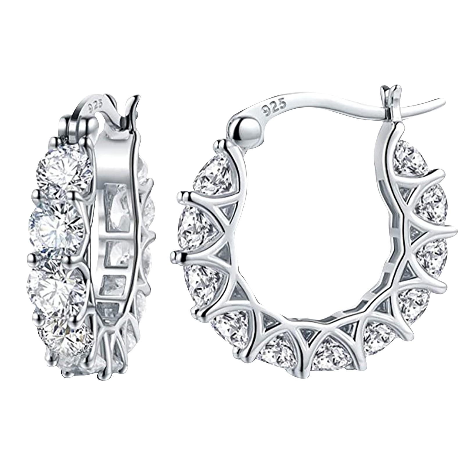 

Модные французские кружевные серьги с цирконием, U-образные серьги, женские аксессуары серебряный