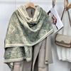 Premium Peony Flower Imitation Cashmere Scarf Women's Winter Warm Temperament Shawl Double-sided Versatile Scarf