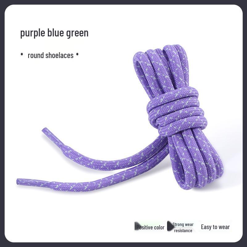 Černé a bílé diagonálně tečkované silné kulaté tkaničky do bot pro turistiku/běh