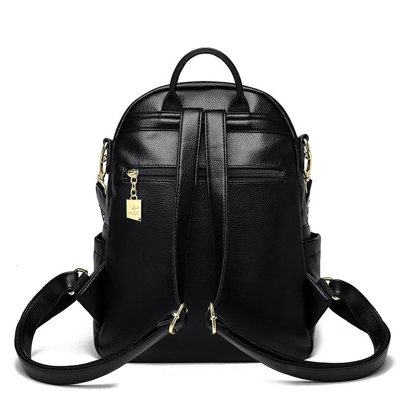 Women's New Versatile Large Capacity Soft Leather Student Schoolbag Outdoor Travel Backpack Women's Bag