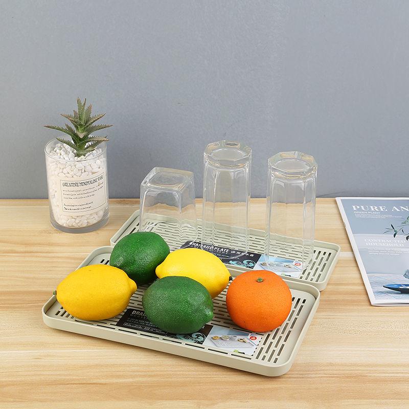 Thickened Plastic Draining Tray Double Deck Fruit Plate Outdoor Tea Tray Kitchen Tableware Drain Tray Plastic Tray