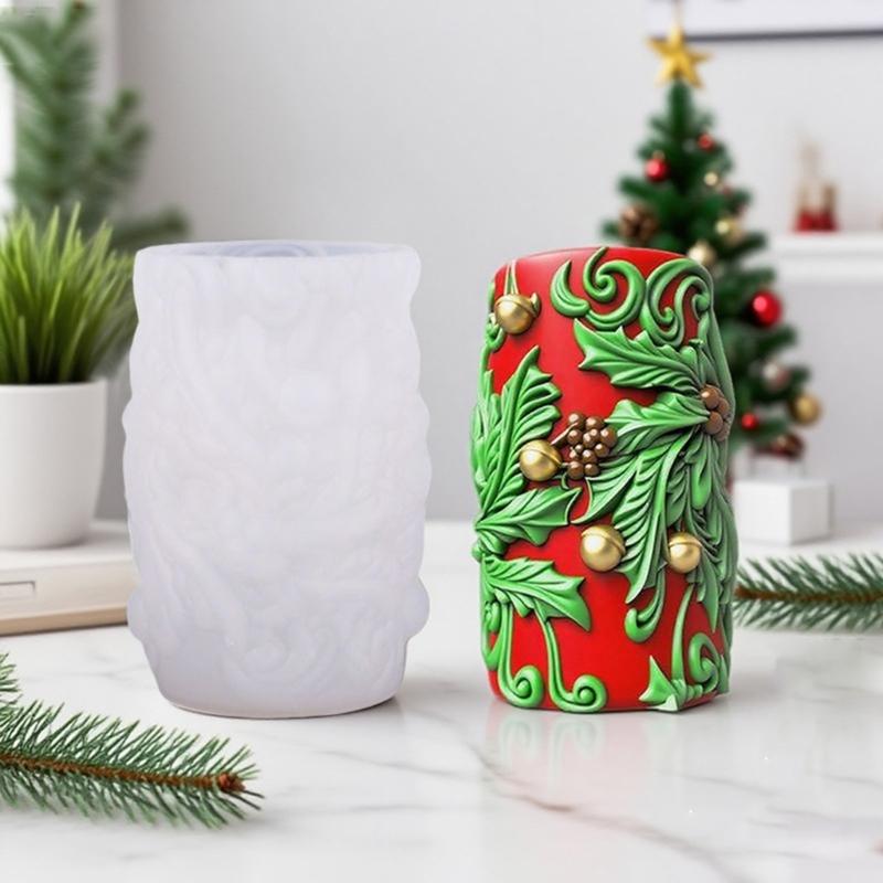 Flower Embossed Cylinder Silicone Candle Mould Food Grade Silicone For Making Candle Soap Chocolate Holiday Decoration