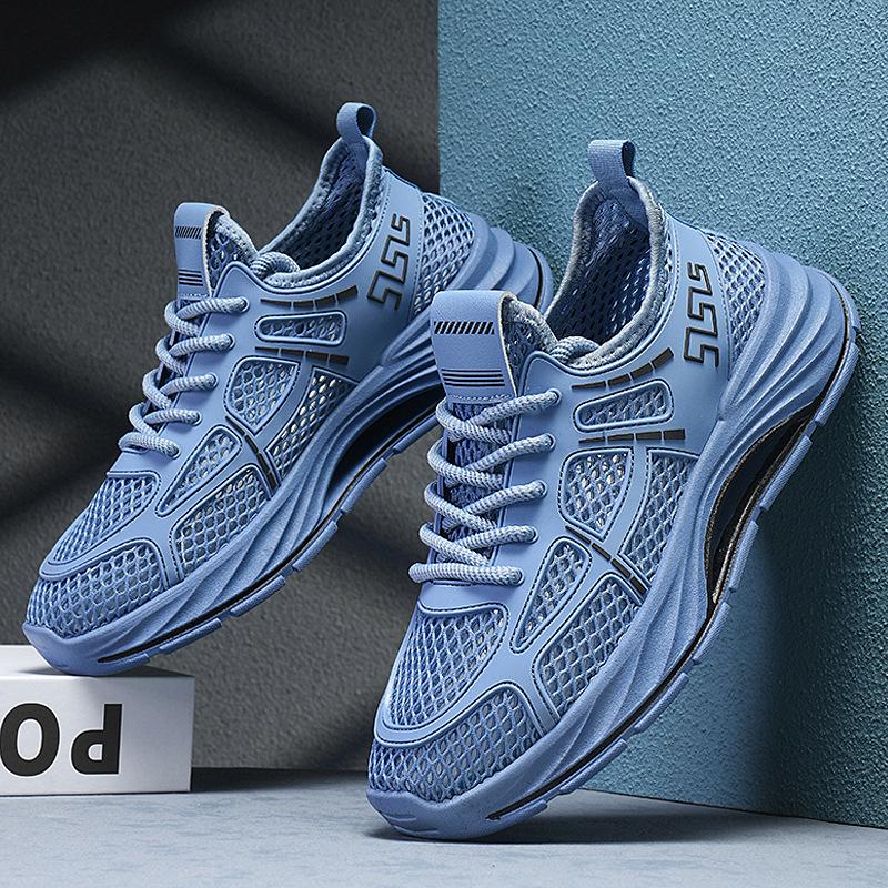 Men's shoes 2025 summer new men's outdoor wading mesh casual shoes thick sole elastic shock cushioning lightweight sports shoes