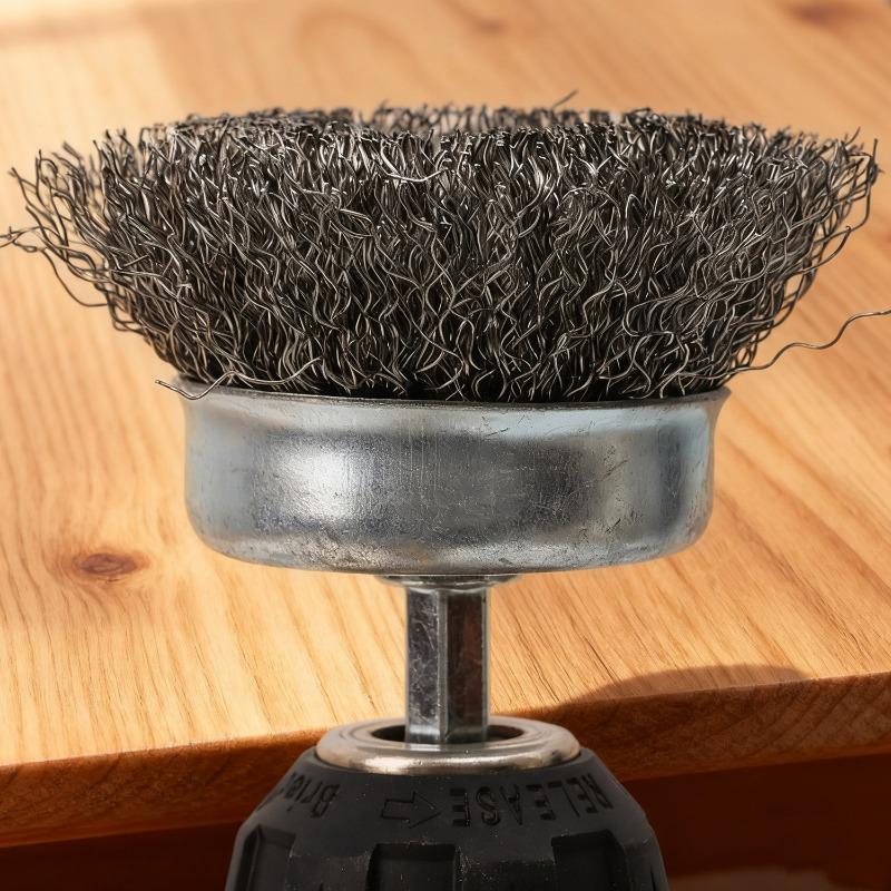 5/1Pcs Wire Brush Wheel Disc Polishing Wheel Brush Removal Cleaning Hexagonal Rod Electric Grinder Hardware Tool Parts Supplies