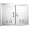 BBQ Access Door, 762x533 Mm Double Outdoor Kitchen Door, Stainless Steel Flush Mount Door, Wall Vertical Door with Handles and Vents