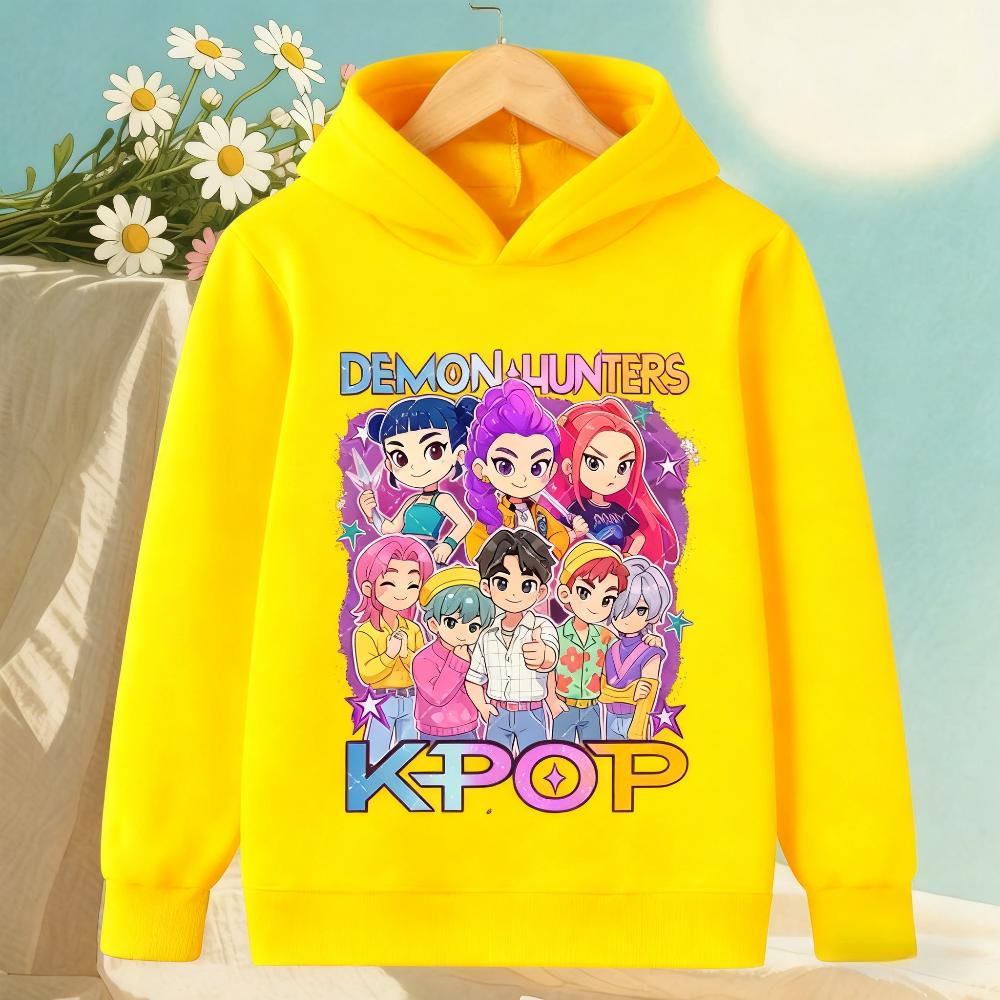 Kpop Demon Hunters Anime Fashion Cartoon Printed Casual Warm Comfortable Hooded Sweatshirt