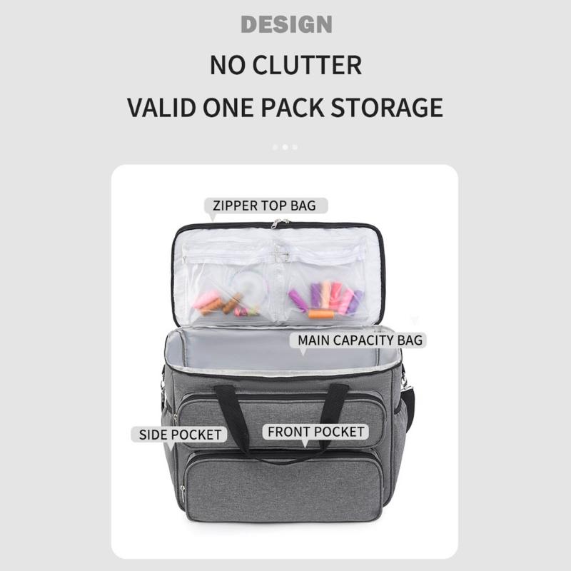 Practical Oxfords Fabric Sewing Accessories Case with Shoulder Strap Foldable Design For Handmade Craft Storage