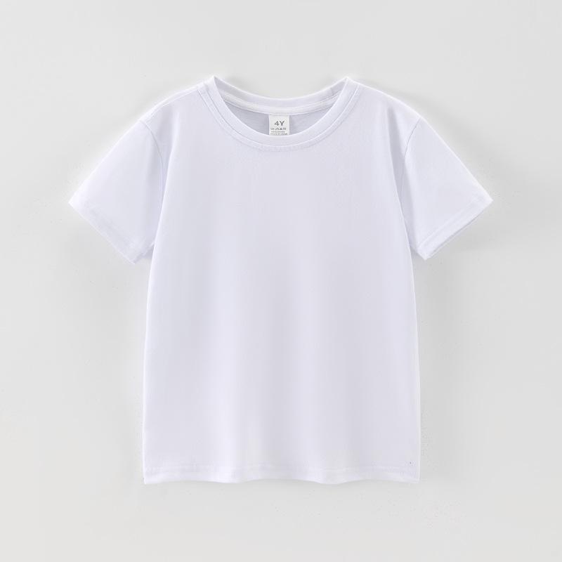 Bawełniany T-shirt dziecięcy z krótkim rękawem w jednolitym kolorze - Lato dla chłopców, Rozmiary 3T i w górę