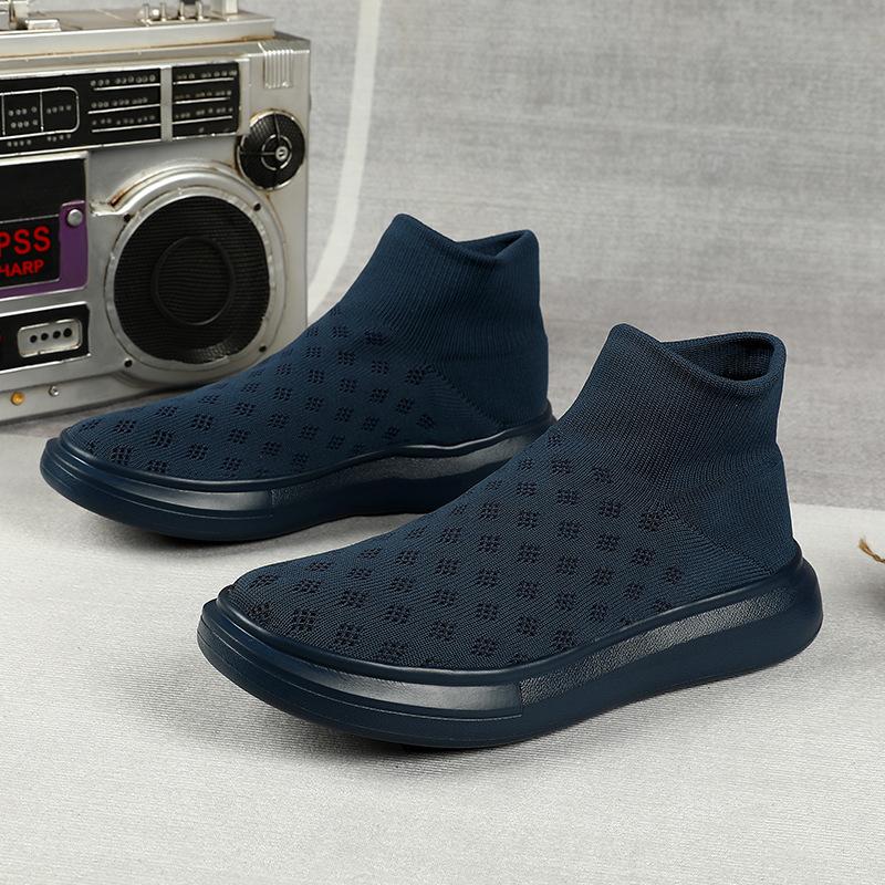 

New large size autumn and winter foot cover and velvet couple high-top cotton sports socks fly-woven shoes casual shoes trendy shoes 46 темно-синього кольору