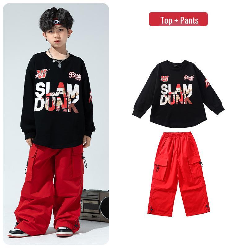 Kids' Trendy Hip Hop Dance Outfits: Boys' Cargo Pants & Girls' Jazz Costumes Set