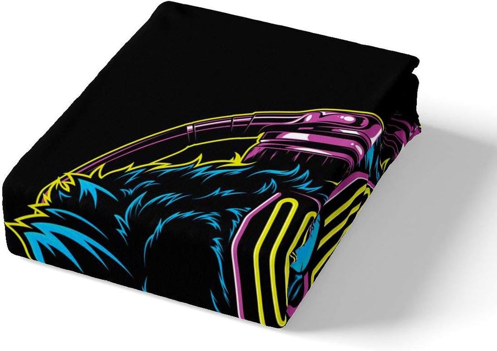 3D Gorilla Duvet Cover Set Double Size Headphone Gorilla Bedding Set With 2 Pillowcases Watercolor Blue Design