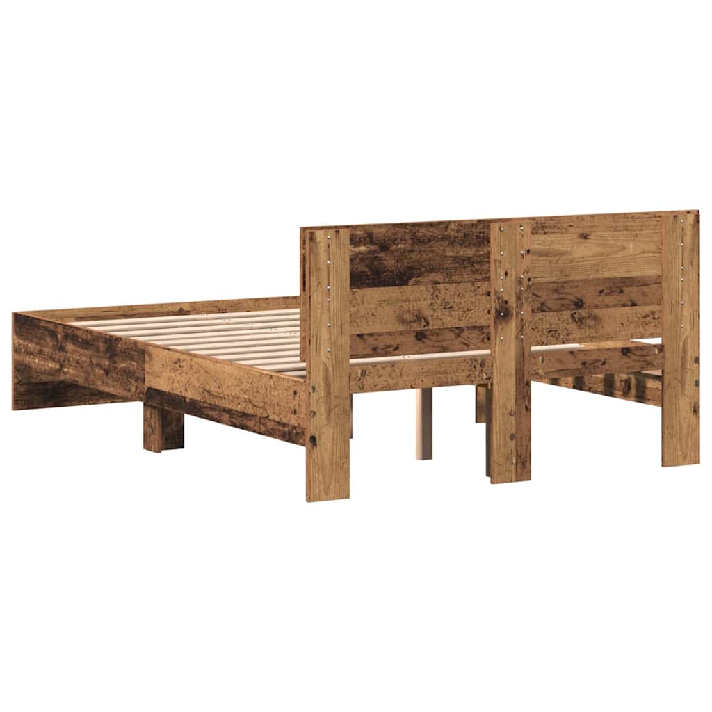Bed Frame with Headboard Reclaimed Wood Look 193 x 125 x 70 cm Wood Based Material