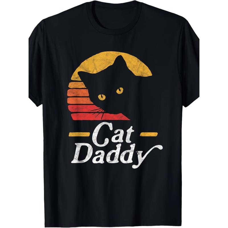 Summer cat-themed unisex T-shirts, 80s retro style unisex T-shirts XXXXL