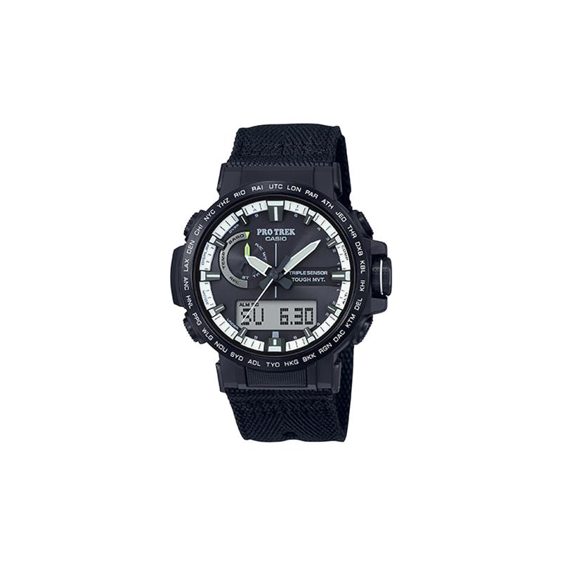 

Casio PRO TREK Series-Disc Dual Display Outdoor Mountaineering Solar Wave Shockproof and Waterproof Sports Quartz Movement Fabric Strap PRW-60YBM-1APR чорний