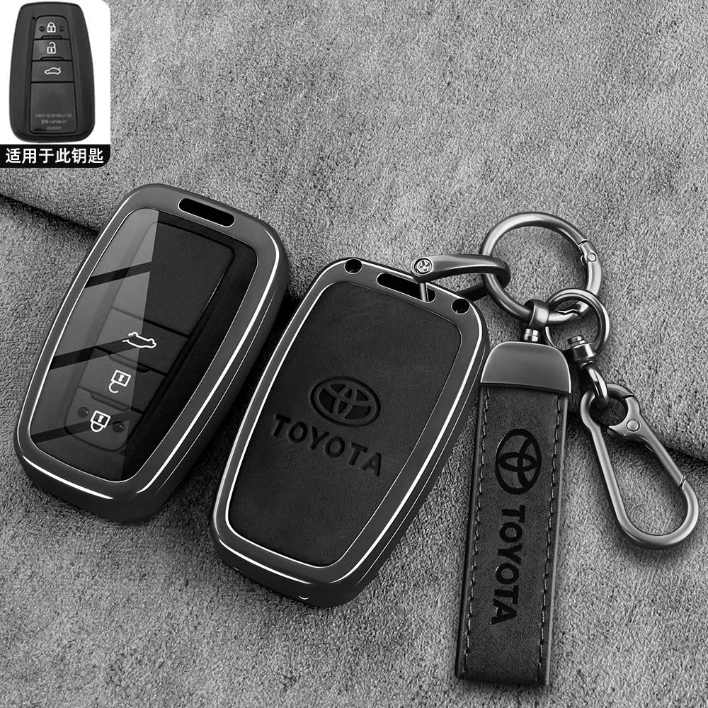 

Zinc Alloy Leather Car Key Case Protective Case for Toyota CHR Hilux Fortuner Land Cruiser 200 Camry Corolla Crown RAV4 Highland