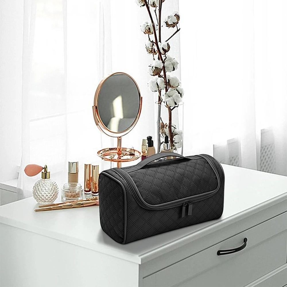 Solid Color Hair Dryer Storage Bag with Handle Toiletry Storage Organizer  Curling Wand
