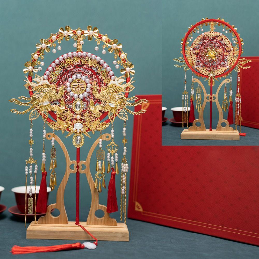 Phoenix Pattern Face Cover Fan Chinese Style Decorative Fan Elegant Bridal Group Fan Hanfu Party