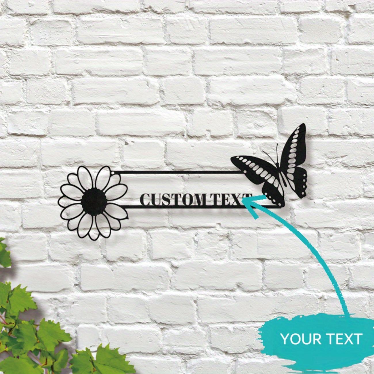 

Retro Metal Flower & Butterfly Wall Art Sign 15.74x7.44in for Living Room Farmhouse Home Decor S чёрный