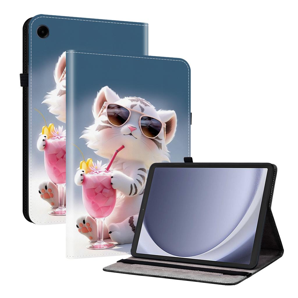 Para Samsung Galaxy Tab A11 Capa de Couro Estampa Impressa Suporte Capa para Tablet com Porta-Cartões