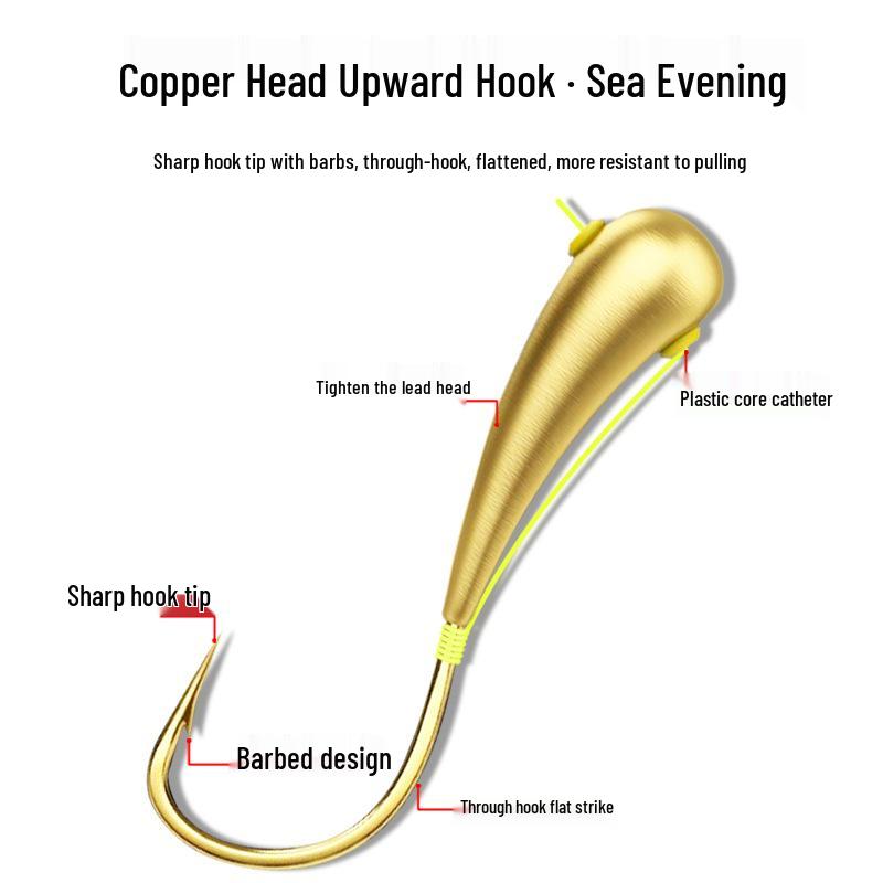 Li Piao Copper Head Hook Set for Grass Pits Fishing, Crucian Carp - Includes Line and Hooks, No Float Adjustment Needed