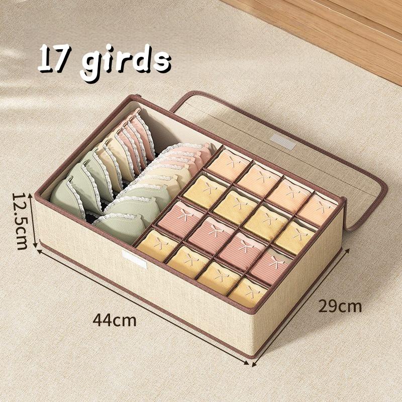 1pc Multifunctional Household Large-capacity Grid Storage Box with Lid, Three-in-one Drawer Underwear and Underwear Storage Box
