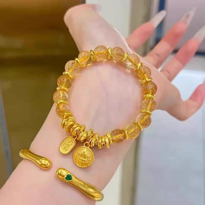 New Chinese style yellow god of wealth entanglement bracelet light luxury new niche design to attract wealth and receive wealth high-end bracelet gift