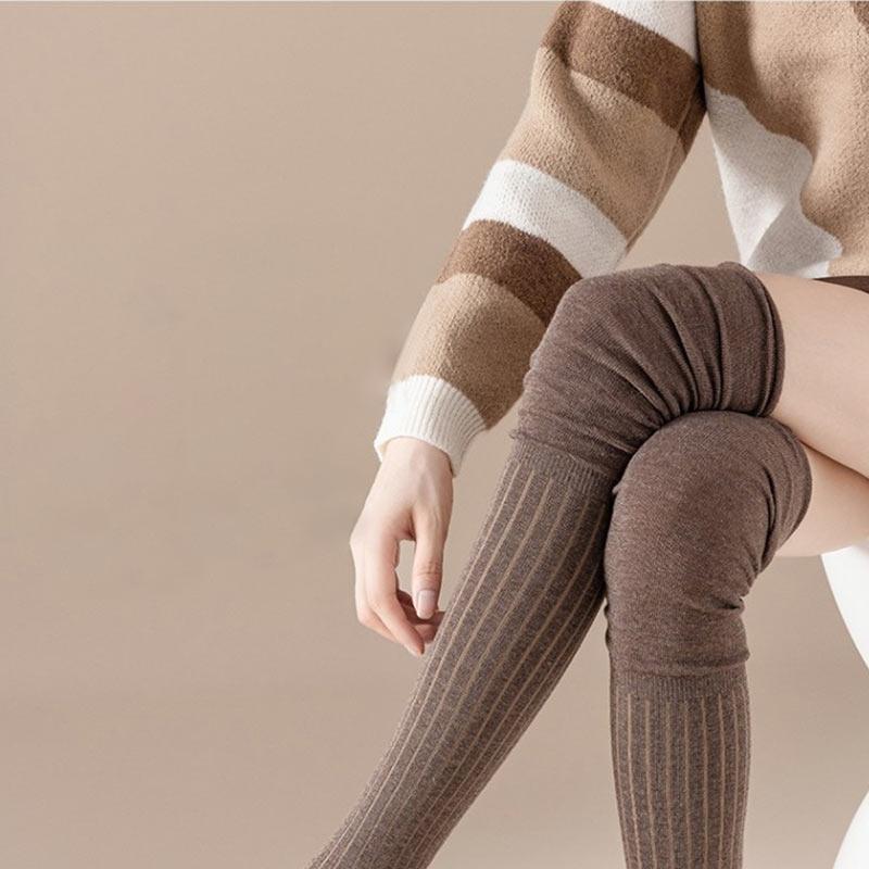Knee Warm Long Socks Thin Long Stacked Socks Women's High Solid Colour Patchwork Stockings Sexy High Elasticity Stockings