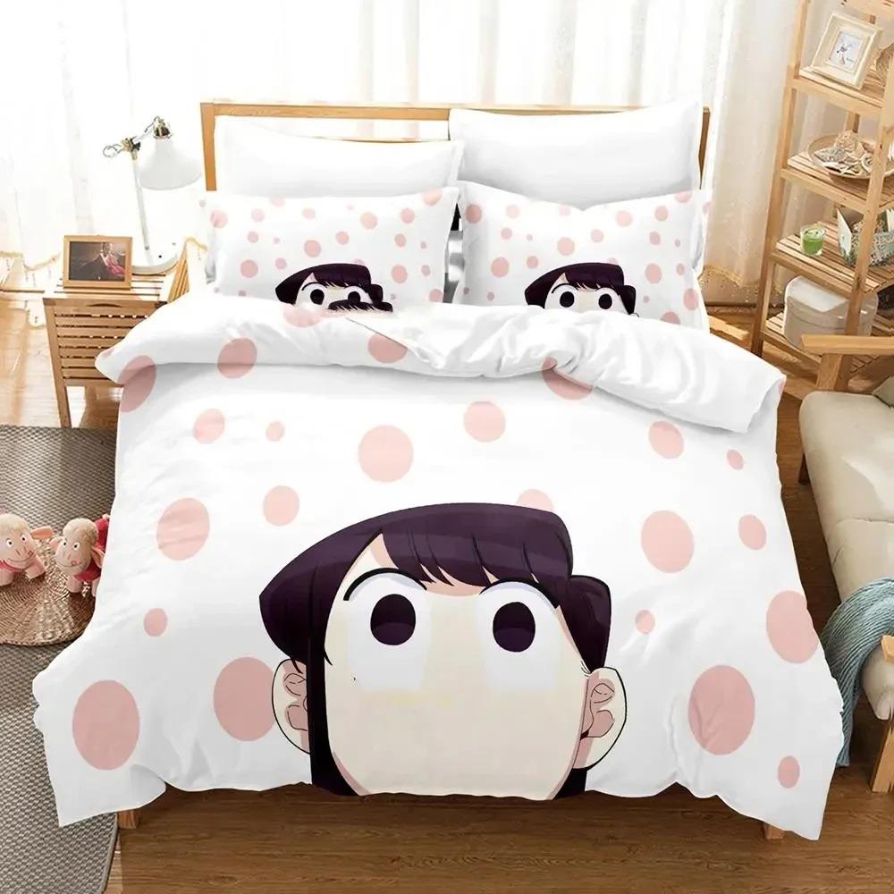 3d Anime Komi-san wa, Komyushou desu Bedding Set Boys Girls Twin Queen Size Duvet Cover Pillowcase Bed Kids Adult Home Textiles