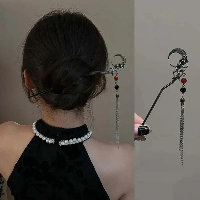1PC  Chinese Style Butterfly Flower Tassel Hair Stick for Women Vintage Metal Hanfu Chopstick Hair Sticks Hair Accessories