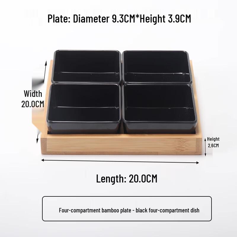 Japanese Style Four-Compartment Melamine Snack Plate Set