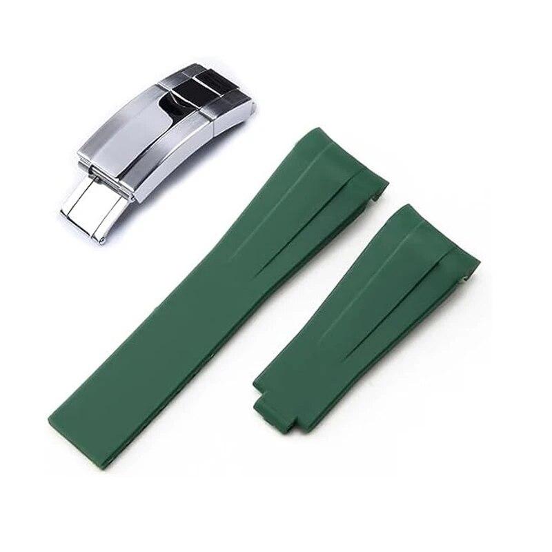 20mm 21mm Rubber Watchband for Rolex Submariner DAYTONA GMT Yacht-Master Silicone Strap Black Watch Band Bracelet