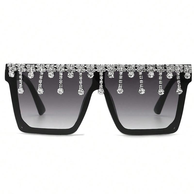 Nowe Okulary Przeciwsłoneczne z Kryształkami Kwadratowa Oprawka Zintegrowane Okulary Przeciwsłoneczne Duża Oprawka Okulary Przeciwsłoneczne Rice Staple 1913