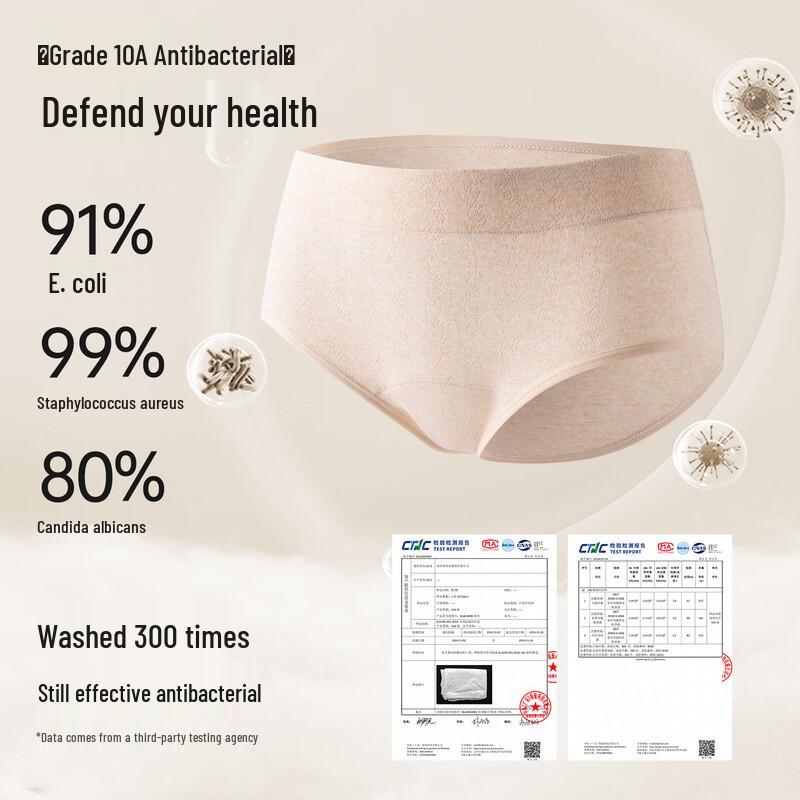 Women's Seamless 95% Cotton Antibacterial Mid-Waist Briefs