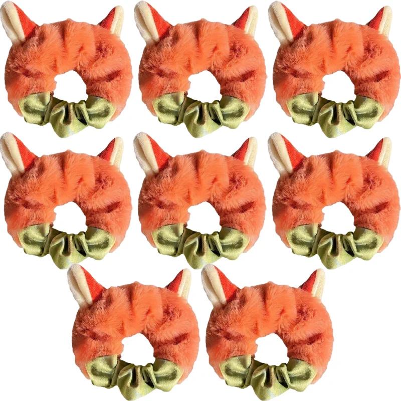 Cartoon Rabbit Fox Ears Plush Scrunchie Hair Band Woman Cute Animal Headdress Hair Rope for Girls Hair Accessoriess