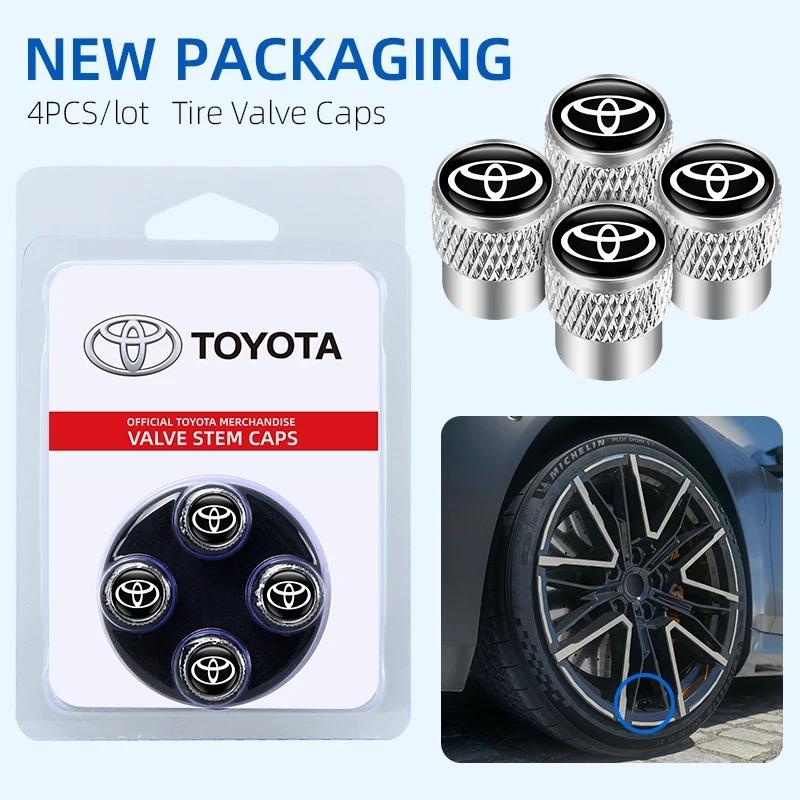 4Pcs Car Tire Valve Stem Caps Metal Waterproof Dustproof Wheel Covers for Toyota Camry Corolla RAV4 Yaris Hilux Auto Accessories