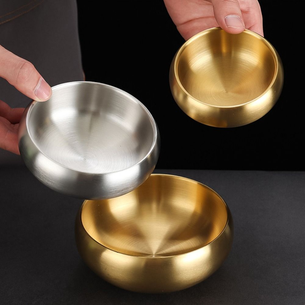 Double-Layer Insulated Soup Bowl 304 Stainless Steel Feeding Container Storage Bowl Home Dining