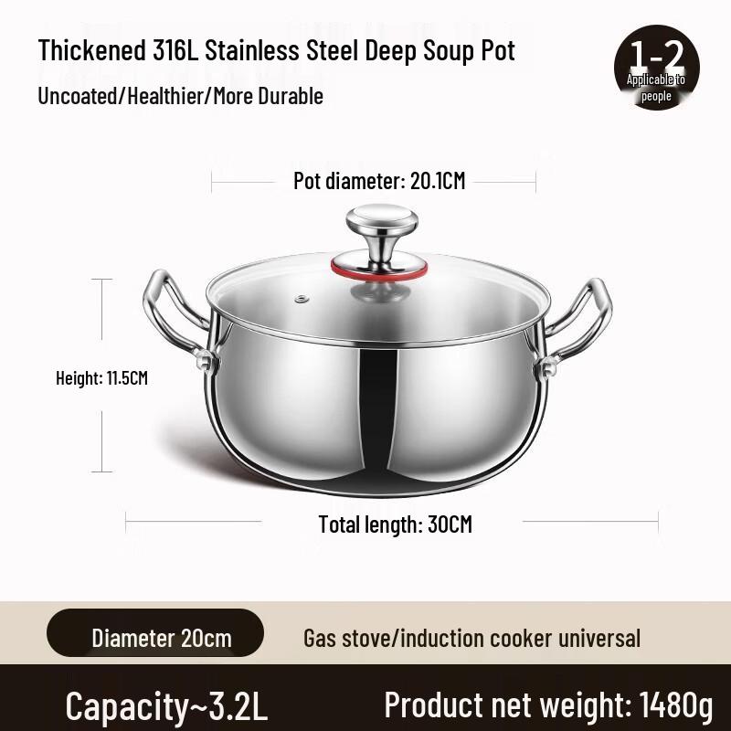 Zhishi 316L Stainless Steel Soup Pot