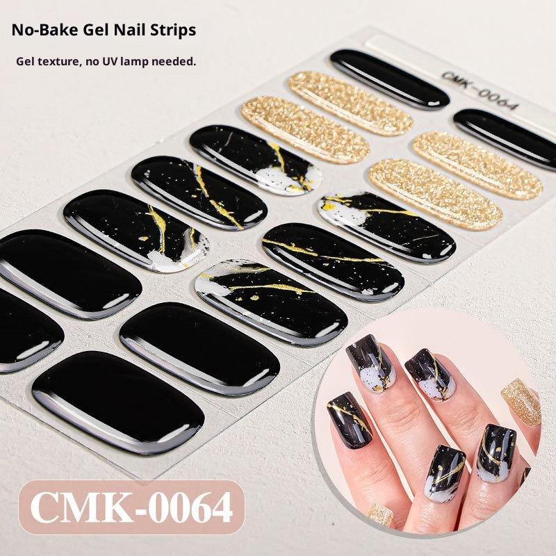 French-style No-bake Gel Nail Stickers, Glittery Gradient, Amazonian Style, No-bake Nail Stickers