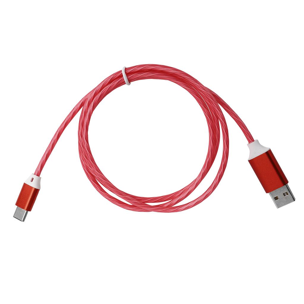 USB To TypeC Charging Cable LED Light Up Flowing Fast Charging Cord USB C Charger Cable(Red )