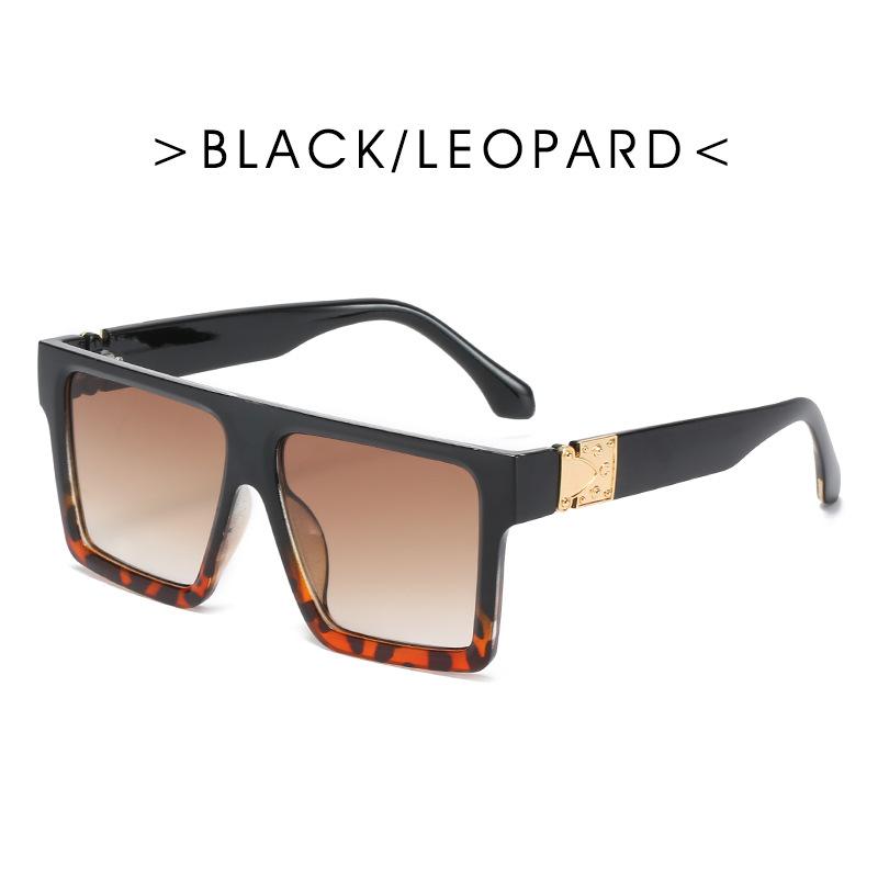 Classic Fashion Vintage Big Frame Square Sunglasses Women Men  Luxury Brand Designer Flat Top Sun Glasses Travel Shades