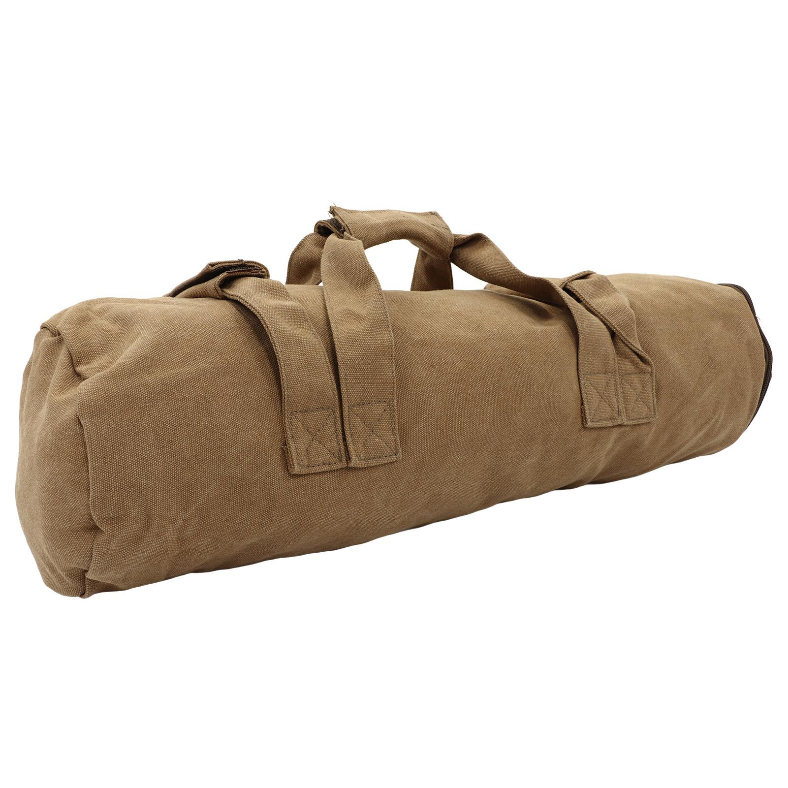 Fitness Sandbag Adjustable Weight Portable Canvas Training Body Sandbag with Handles for Weightlifting Khaki