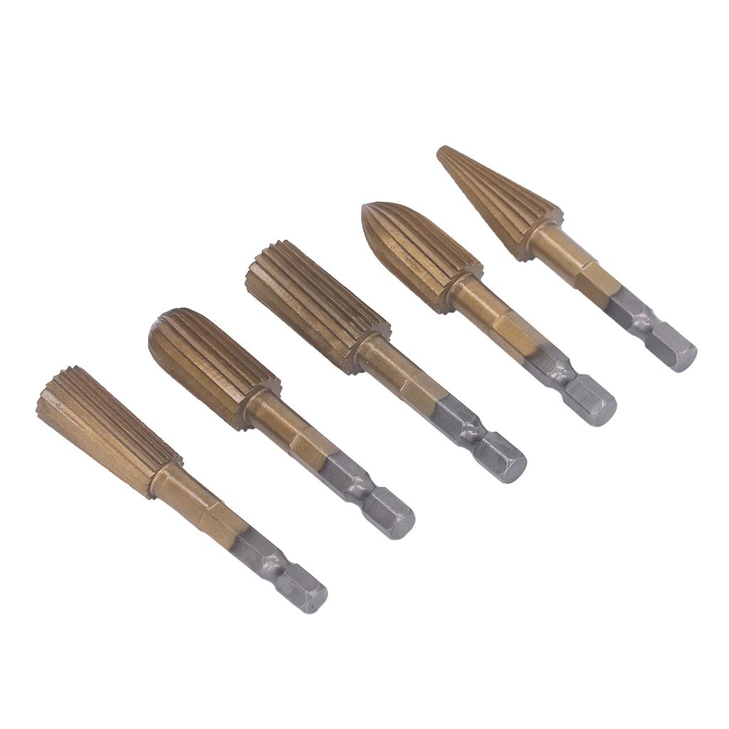 5PCS Rotary File Tools 14in Shank Double Cut Burr Files Woodworking Grinding Carving Files