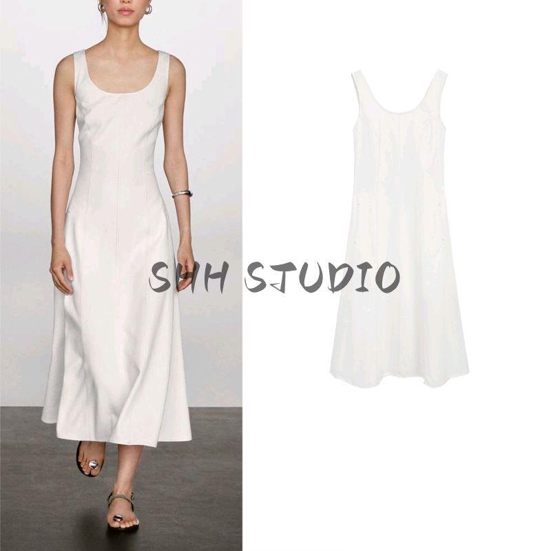 MD Summer New Arrival Women's Clothing French Minimalist Style Elegant Cotton Leisure Sling Denim Dress 6654400