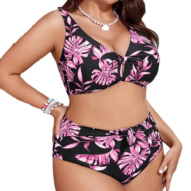 2025 Europeisk og Amerikansk Plus Size Dame Delt Bikini Badekostyme